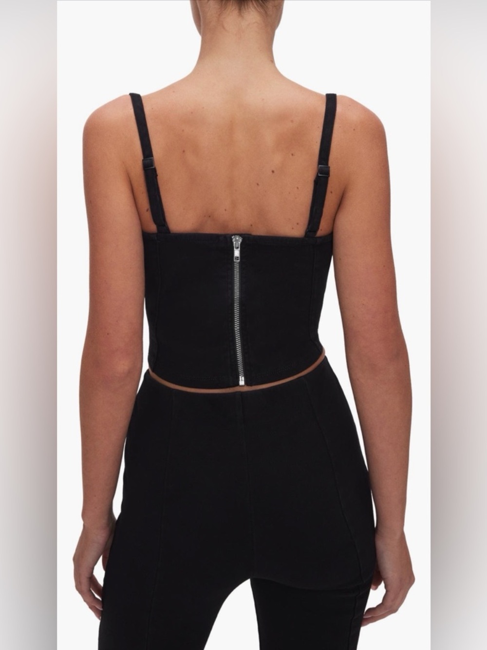 Good American Sculpt Bustier Stretch Denim Crop Top - Picture 3 of 4